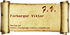 Forberger Viktor névjegykártya